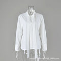 Women's 100% Cotton Floating Ribbon Back Lace Up Cardigan - View 9 | SAMAG