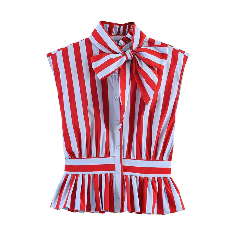 Women's Shirt Spring Summer Bowknot Sleeveless Slim - View 5 | SAMAG