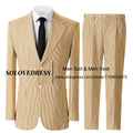 Men's Seersucker Striped Suits 2 Piece Slim Fit Summer Casual Pinstripe Suit for Men Wedding Grooms Blazer Jacket Pants Sets