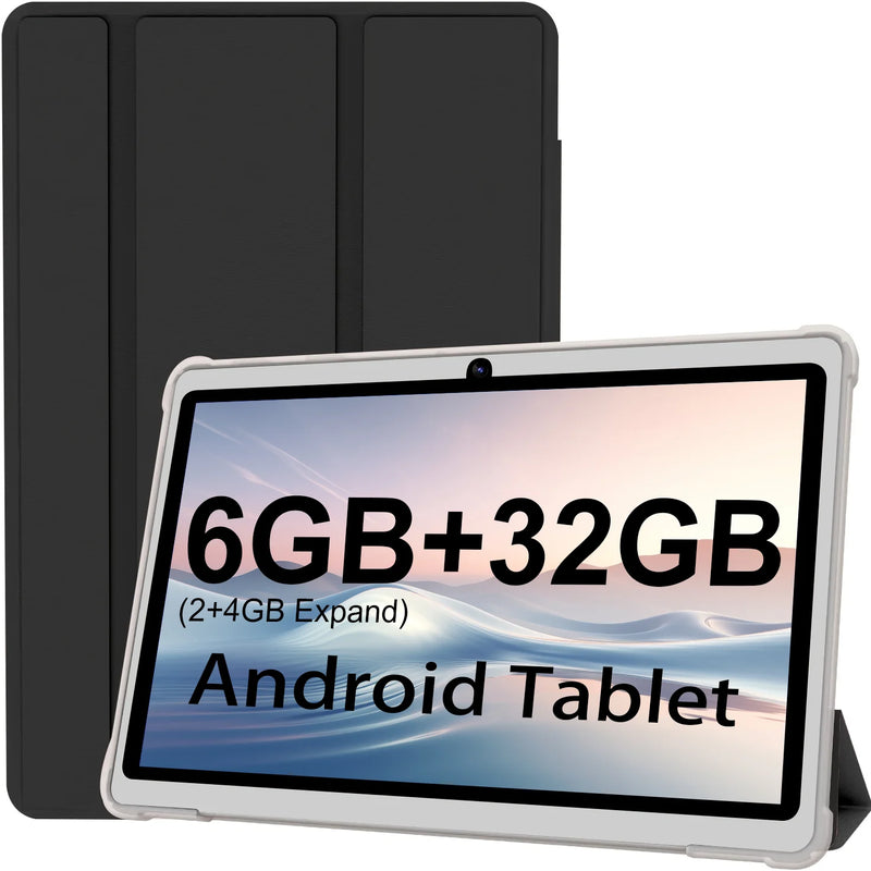 7 Inch Tablet PC, Android 11 Quad Core, 6GB(2+4GB Virtual) RAM 32GB ROM, WiFi, Dual Camera, USB C, with Leather Case