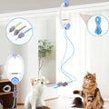 Door Hanging Auto-Rebound Cat Toy Retractable Kitten Teaser with 3 Catnip Mice Interactive Pet Play Toy for Indoor Cats Playing