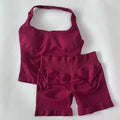 1-2pcs Gym Set Women Backless Tank Tops High Waist Scrunch Seamless Shorts High Waist Yoga Leggings Workout Sets Gym Suit