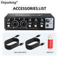 Audio Interface Depusheng MD22 USB 3.0 Sound Card with Monitoring Electric Guitar Live Recording For Studio Singing Micro