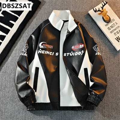 Men Fleece Warm Motorcycle Coats Biker PU Leather Jackes | SAMAG