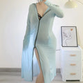 Women Sexy See Through Blue Cover-Ups Full Body Sun Protection Summer Zipper Lingeries with Hats Outdoor Travel Sunscreen Cloth