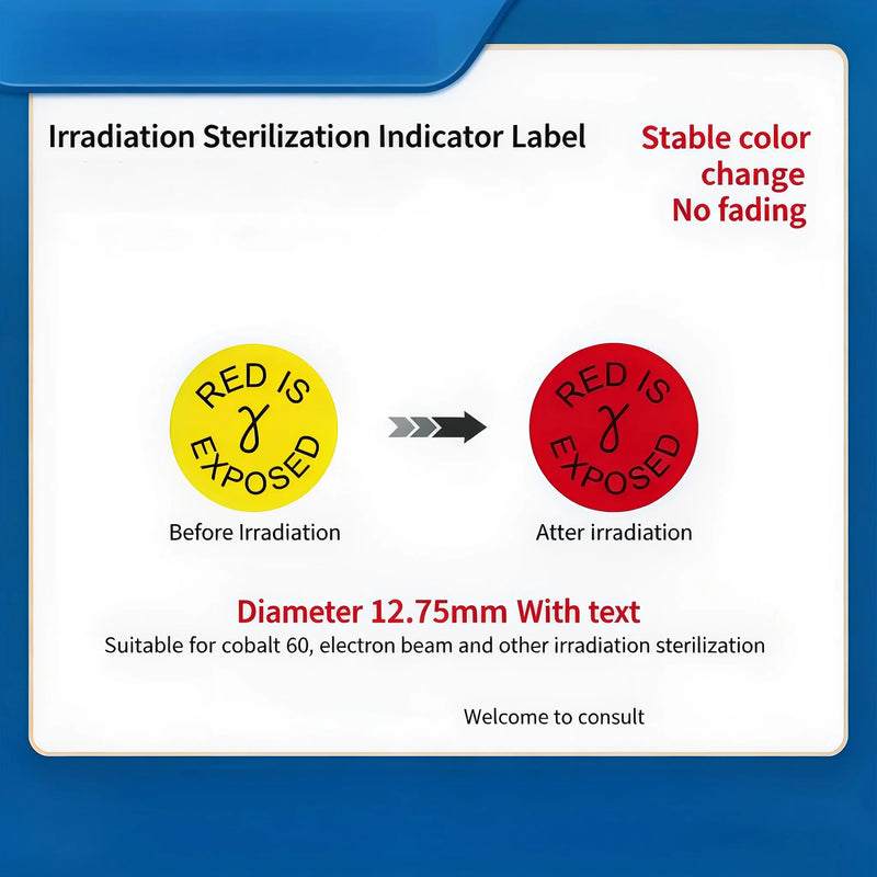Radots Radiation Exposure Indicator Stickers, 12.7mm Yellow Red Color Change Sterilization Labels