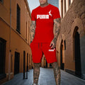 Summer fashion men's two - piece set casual sports printed short sleeved T - shirt+shorts fitness sportswear - View 5 | SAMAG