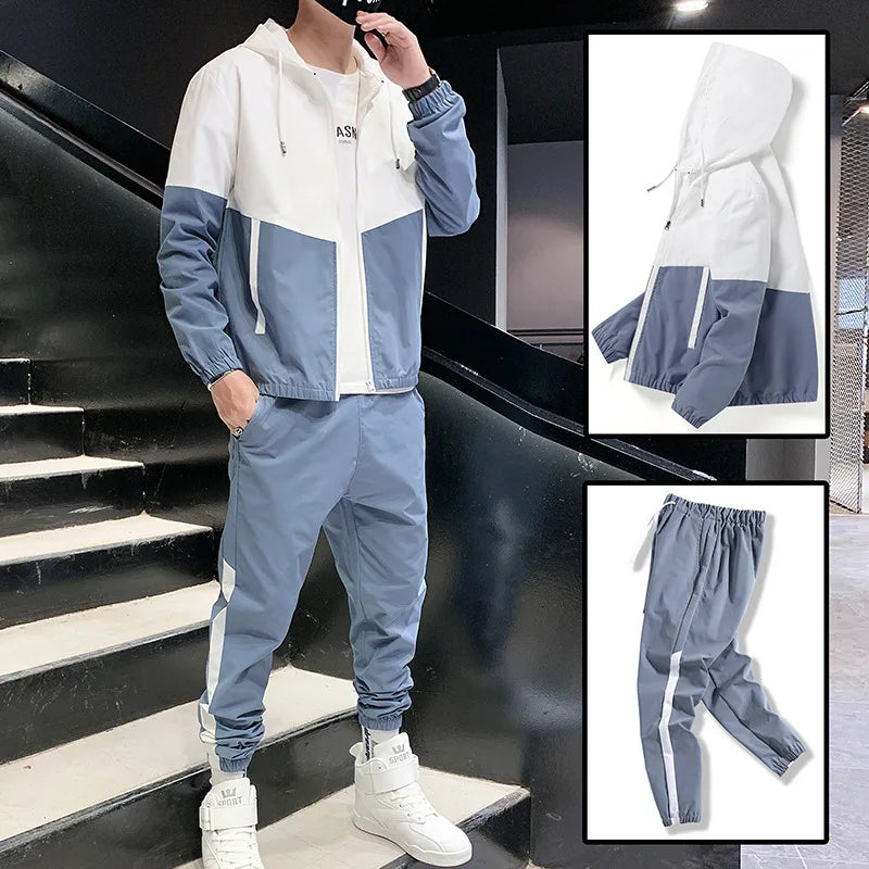 Men's Tracksuit Clothing Set Zipper Hoodie Sweatpants 2 Piece Hooded Long Sleeve Sportswear Sweatshirt Suits - View 3 | SAMAG