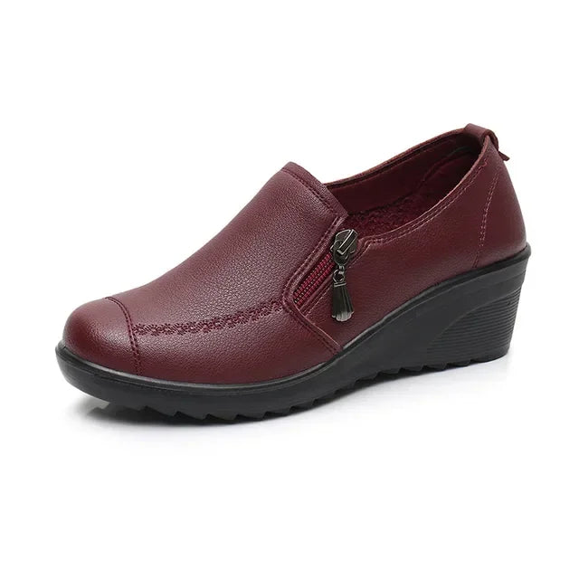 Ngouxm Spring Autumn Women Pumps Wedges Shoes Woman Genuine Leather Casual Shoes Mother High Heels Shoes