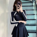 Athletic Long Sleeve One Piece Swimsuit Dress with Zipper | SAMAG
