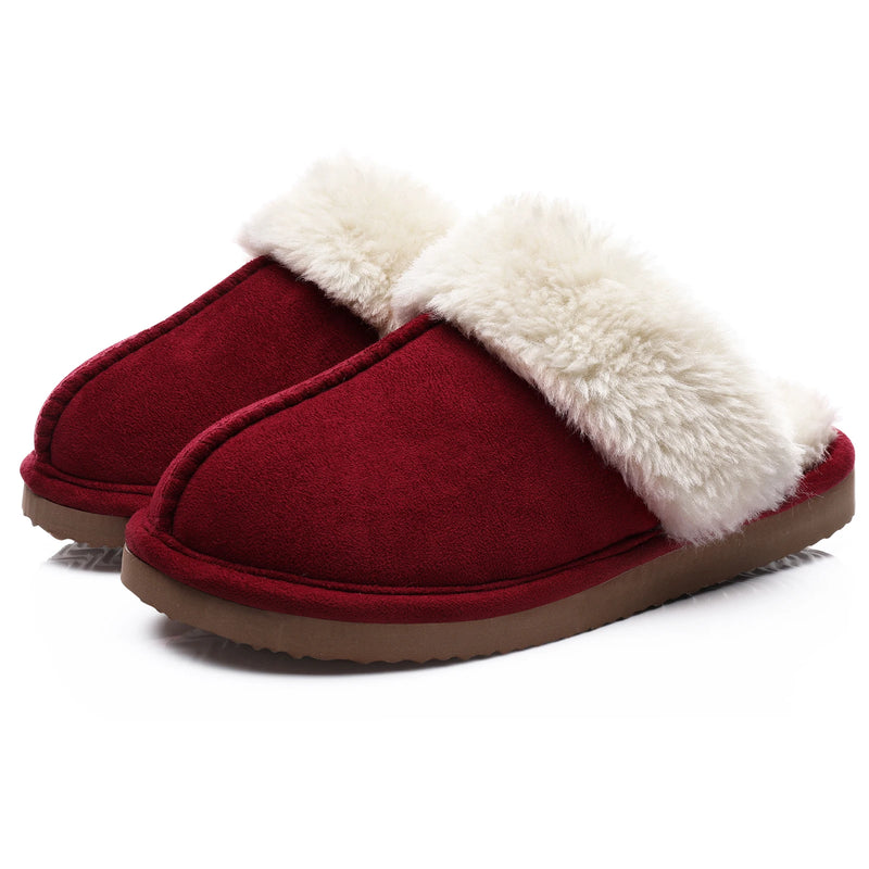 Comwarm Winter Fluffy Fur Slippers for Women Warm New Home Slippers Faux Fur House Mules Shoes Indoor Bedroom Comfy Fuzzy Slides