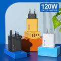 4 Ports 120W Charger Quick Charge 3.0 USB C PD Type C USB Phone Chargers Fast Charging Adapter For iPhone Samsung Xiaomi Huawei