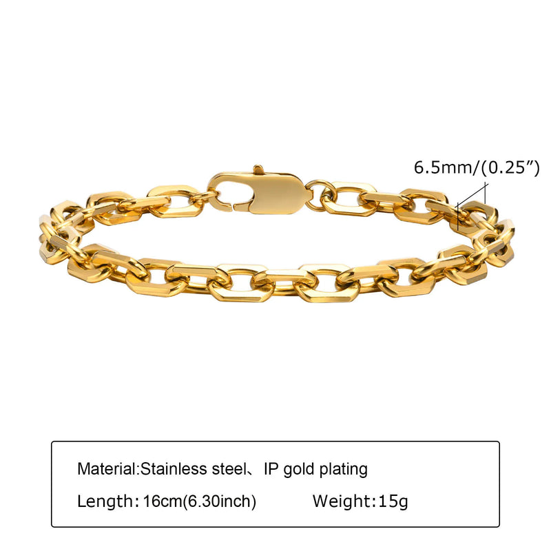 Women Stainless Steel Chain Bracelet, 18K Gold Plated Twist Paperclip Adjustable Link Chunky Stackable - Visuel 20 | SAMAG