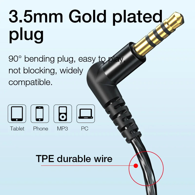 EARDECO Wired Headphones With Microphone Wire-Controlled Wired Earphone In-Ear Headphones Sport Earphones Gaming Headset Bass