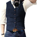 Men's Suit Vest V Neck Wool Herringbone Tweed Casual Waistcoat Formal Business Vest Groomman