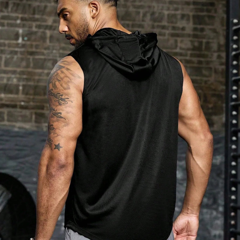 Men's Breathable Hooded Sleeveless Tank Top Casual Sports Vest Quick Dry Machine Washable Multi-Color All-Season 1 Piece