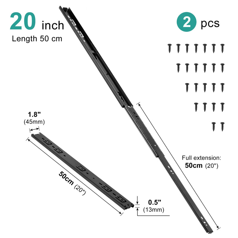 Drawer Rail 10~20Inch Stainless Steel Ball Bearing Slides | SAMAG
