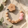 Personalized Name Pacifier Clip Silicone Wooden Dinosaur Baby Teether Holder BPA Free Custom Soother Chain Handmade Dummy Clip