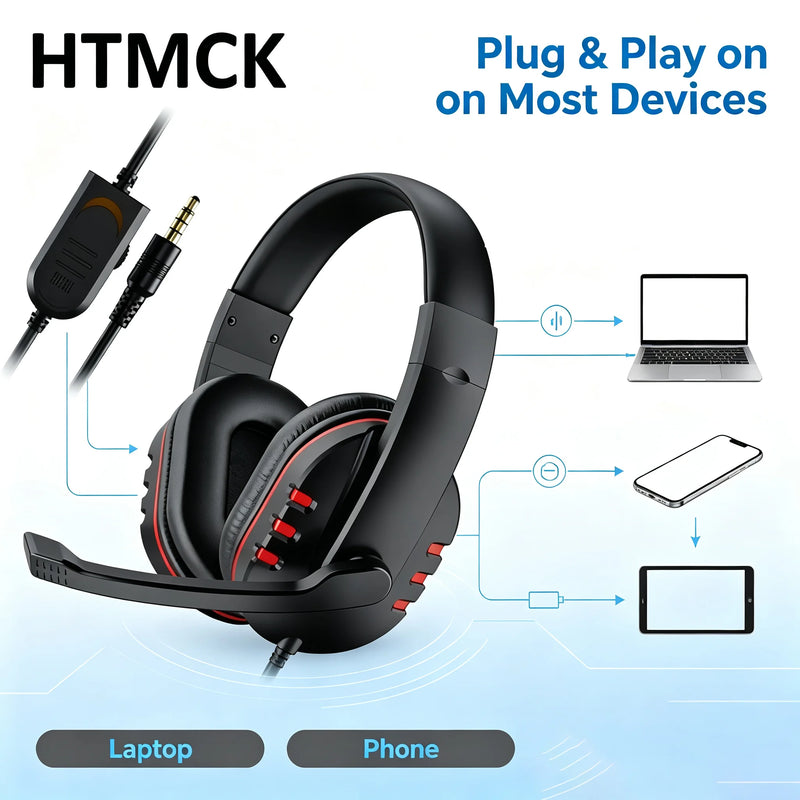 3.5mm Headphones Wired Gaming Headset Earphones For PS4 Play Station 4 Game PC Chat Headset  With Microphone