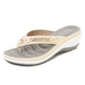 2023 Women's Slippers Summer New Fashion Metal Button Slides Shoes Wedge Beach Sandals Women Outside Platform Leisure Flip Flops
