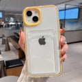 Simple Fashion Card Pocket Bag Colorful Bumper Phone Case For iPhone 16 17 Pro Max 15 14 13 12 11 16 Plus Air Clear Back Cover