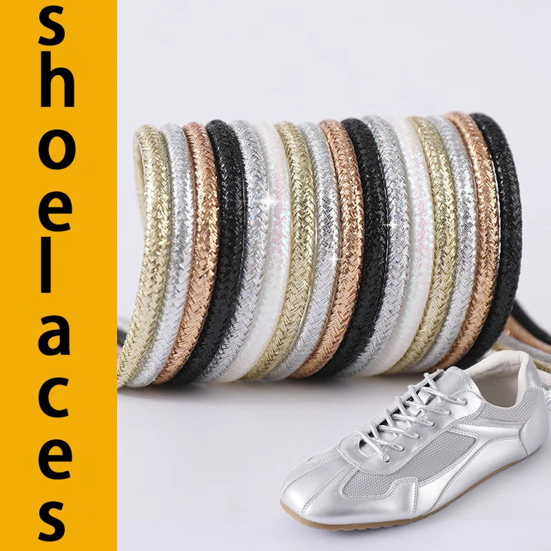 Bling Sparkle Shoe Laces for Glitter Round Shoelaces - Colorful Shiny Metallic Replacement Laces - Sneakers Boots & Casual Shoes
