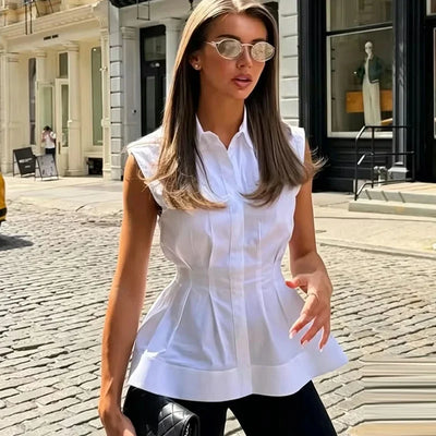 Women Casual Sleeveless Slim Shirts Summer Female Blouse | SAMAG