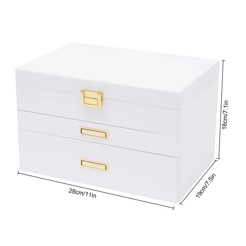 Black Walnut /Brown / White Wood Organizer Jewelry and Watch Display Case Storage Box Convenient