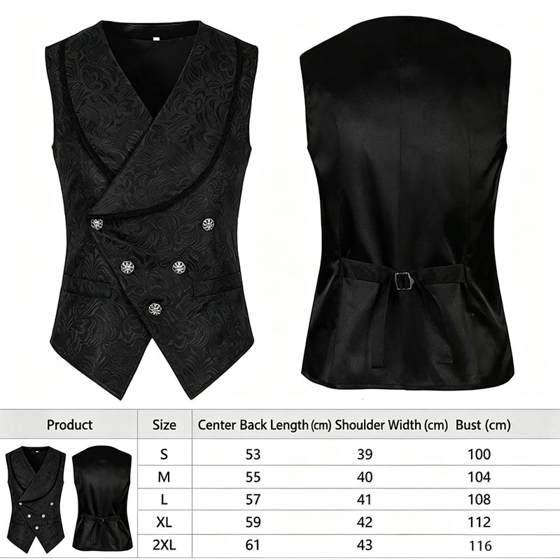 Men's Vests Medieval-Style Vintage Costume Tuxedo Sleeveless Vests European Vintage Stage Halloween Costume Gothic Jacket Set
