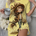 Cute Cartoon Printed Crew Neck Short Sleeve Night Dress | SAMAG