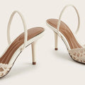 Woven Openwork Singback High-Heeled Sandals Women Sexy Pointed-Toe High Heels for Ladies Summer Comfortable Elegant Women Shoes