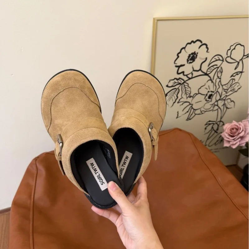 Retro Flat-bottomed Bag Head and Half Slippers Women's New Slip-on Lazy Shoes Tide Fashion