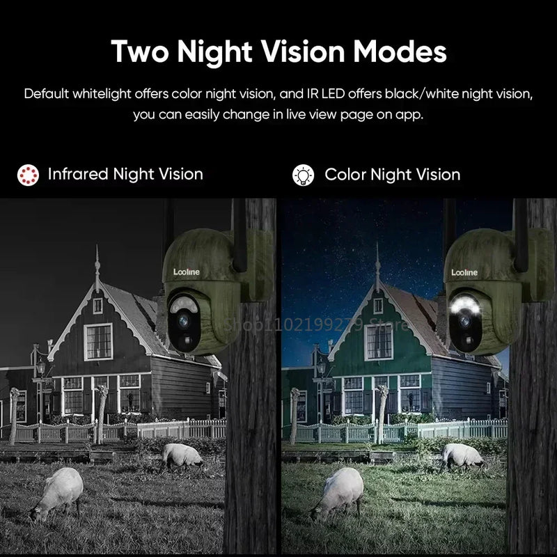 4MP 4G/WIFI Solar Security Camera Wireless Outdoor WiFi Human/Animal Detection 2-Way Talk IP66 Waterproof Wildlife Solar Camera