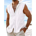 Summer Men's Fitness and Casual Vest, Loose-Fitting Sleeveless Shirt, Linen Material