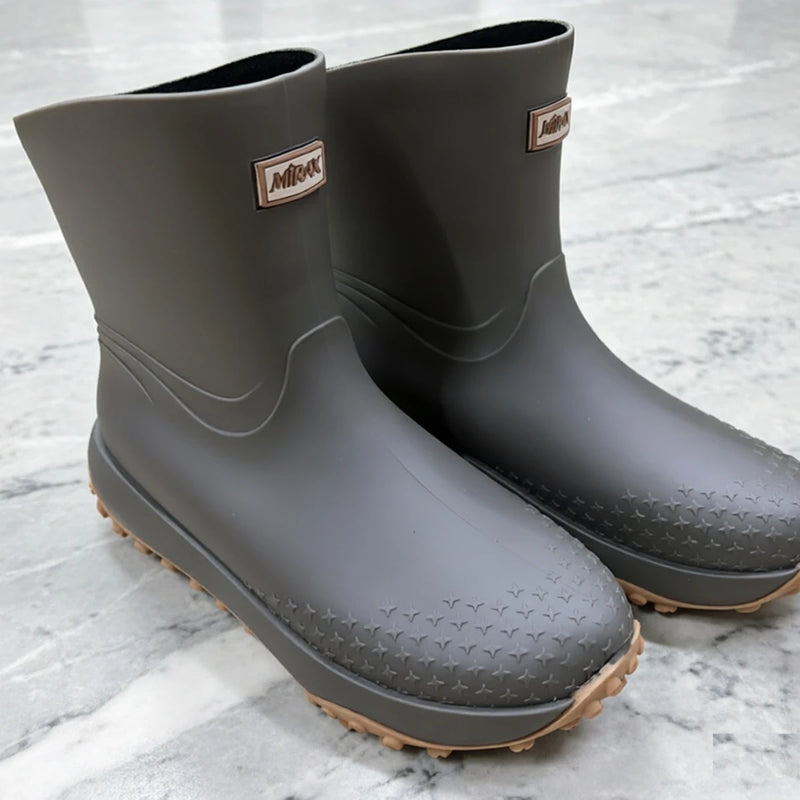 Men's Workwear Style Anti-Slip Waterproof Rubber Boots High-Quality Flat Bottomed for Outdoor Work Commuting Fishing Kitchen Rai