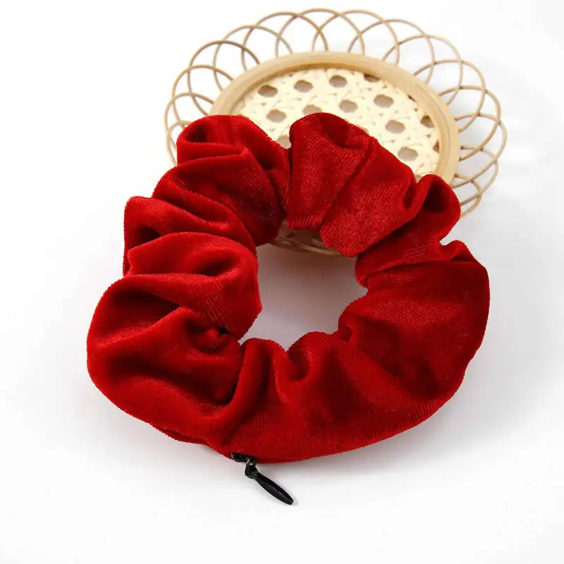 Portable Hidden Safe Sight Secret Hair Tie Storage Case Scrunchie With Zipper Hide Key Cash Jewelry For - View 8 | SAMAG