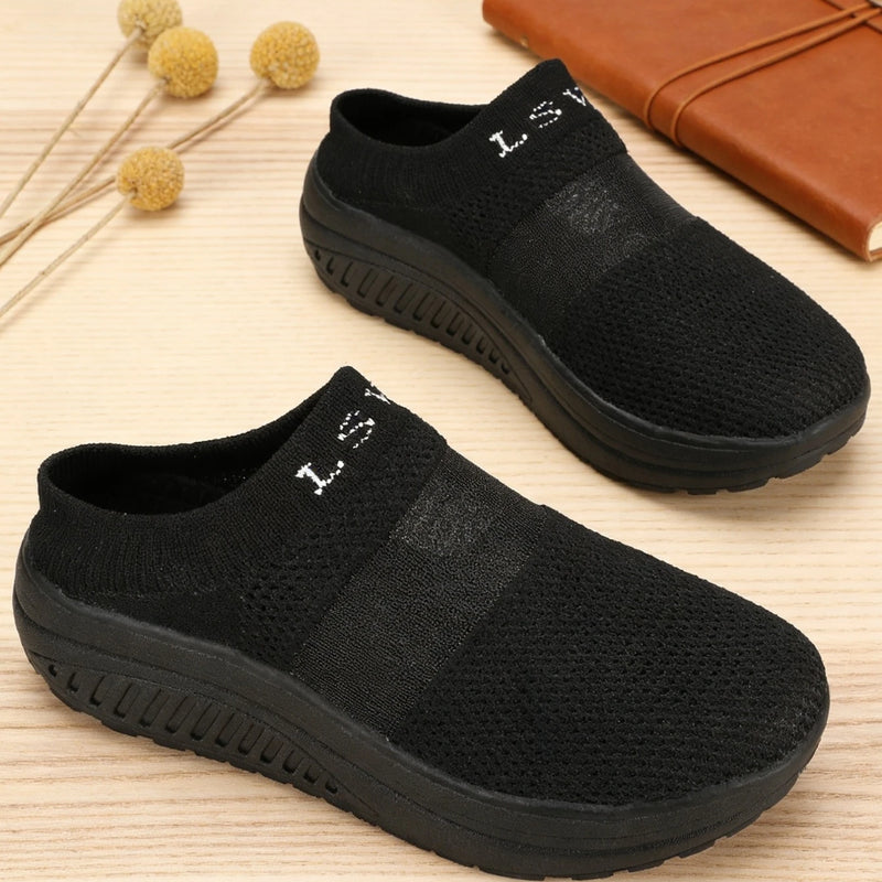 Women's Mules, Fashionable and Versatile Sports-Style Women's Sandals, Mesh Breathable Comfortable Skin-Friendly Flat Slippers Suitable for Indoor and Outdoor Wear