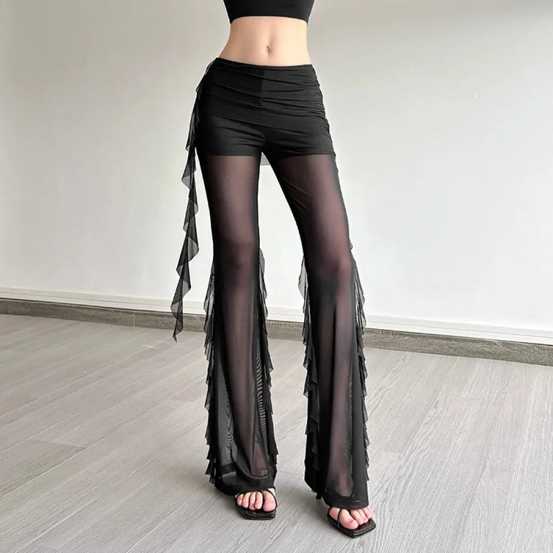 Sylcue Sexy See Through Long Pant Women High Waist - View 3 | SAMAG