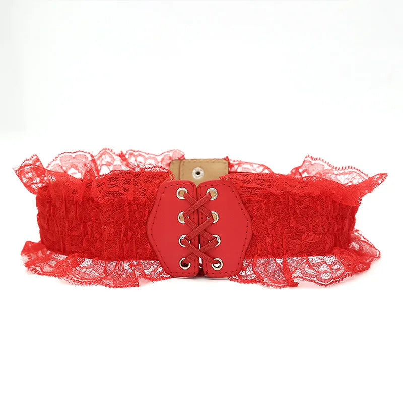 Women Lace Elastic Waist Belt Simple Versatile Stretch Corset Belt Decorative Belt For Dress Sweater Fashion Accessories