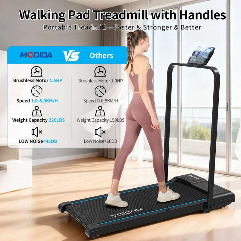 Walking Pad Treadmill with Foldable Handrail, 3.5HP Quiet | SAMAG