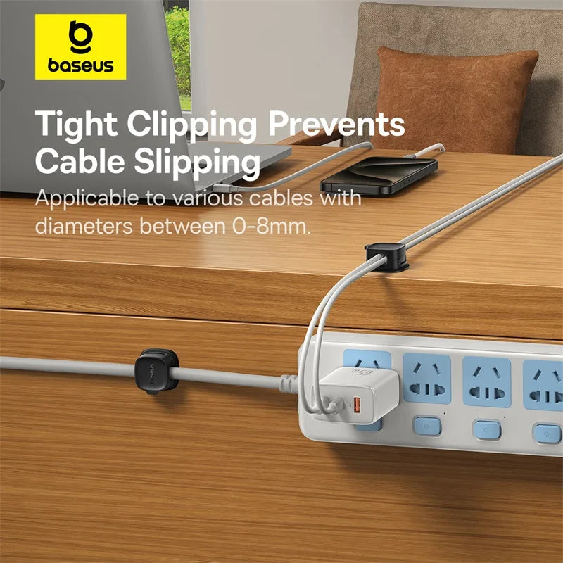 Baseus Cable Organizer Holder Magnetic Cable Smooth Adjustable Cord Holder Under Desk Cable Management Wire Keeper Cable Clips