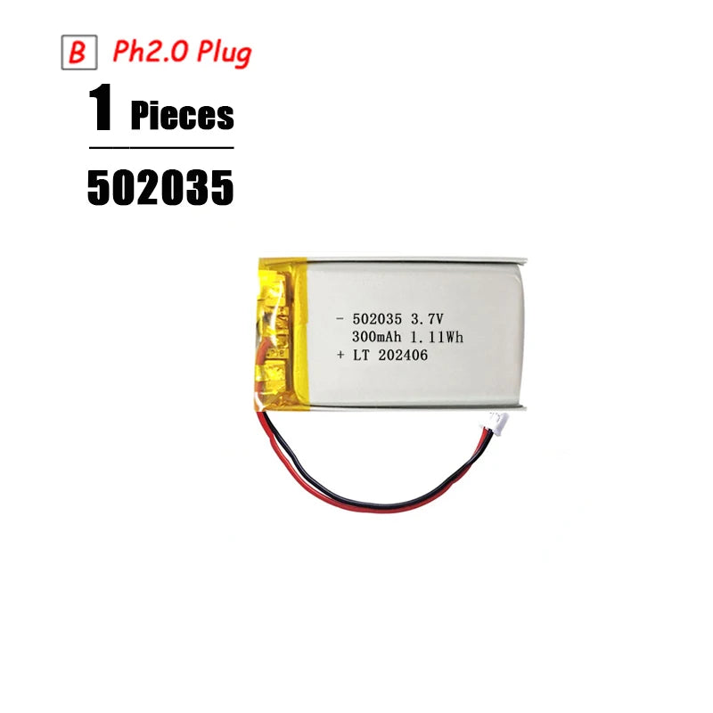 3.7V Lipo Battery Ph2.0 Plug Rechargeable Lithium Battery 3.7V For PS4 Humidifiers GPS Navigation  Bluetooth Speaker MP3 MP4