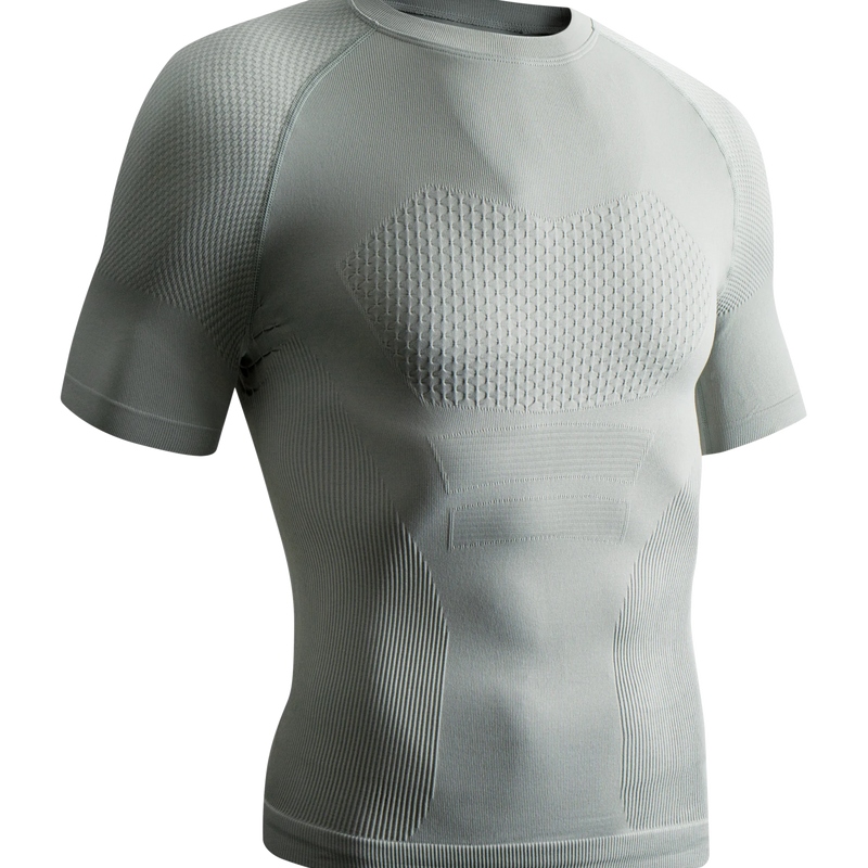 Men 3D Muscle Shaping Compression Tee Knitted Short Sleeve Shaperwear Gym Running Fitness Body Shaping Sport T-shirt