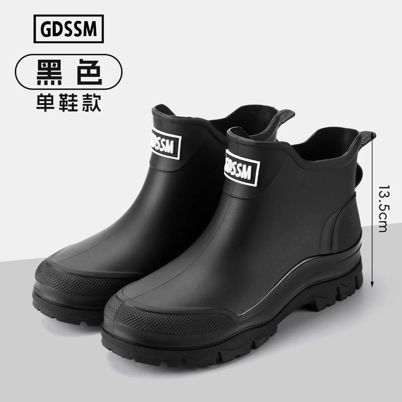 Rain Boots Men's Short-tube Korean Style Casual and Comfortable Outdoor Fishing Waterproof Low-cut Rubber Shoes Rider Work Boots