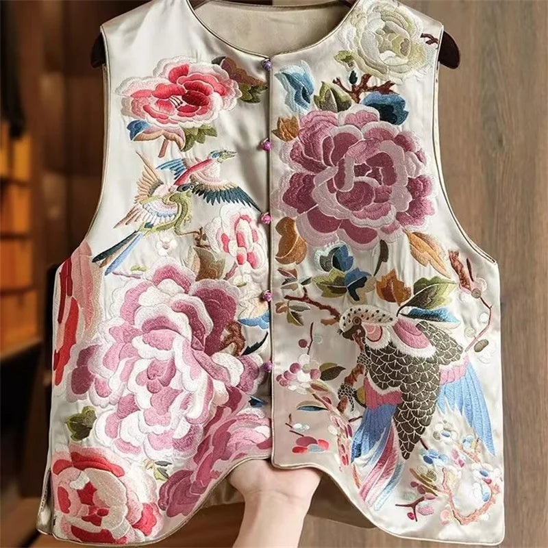 Women's Vest Women's Jackets  New Embroidered Chinese Vest Women Unique and Unique Super Beautiful Light Style Stacked Top Coat