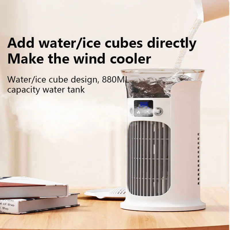 Midea Mute Desktop USB Mini Portable Air Conditioner Fan Room Home Camp Humidifier Water Mist Cooling Fan Night Lamp Air Cooler