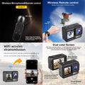 Action Camera 5K 4K60FPS  50MP 2" Touch Dual Screen 5X Zoom Wi-Fi EIS  170° DVR Webcam Wireless Mic 30M Waterproof Sport Camera