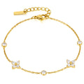 Stainless Steel 18K Gold Plated For Lucky Leaf CZ zircon Bangle Bracelet Set Stackable For Women Crystal - Visuel 8 | SAMAG
