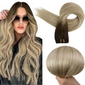 Full Shine Human Hair Weft Extensions Hair Bundles Ombre Blonde Color 100g Sew In Silky Straight Remy Skin Double Weft For Salon