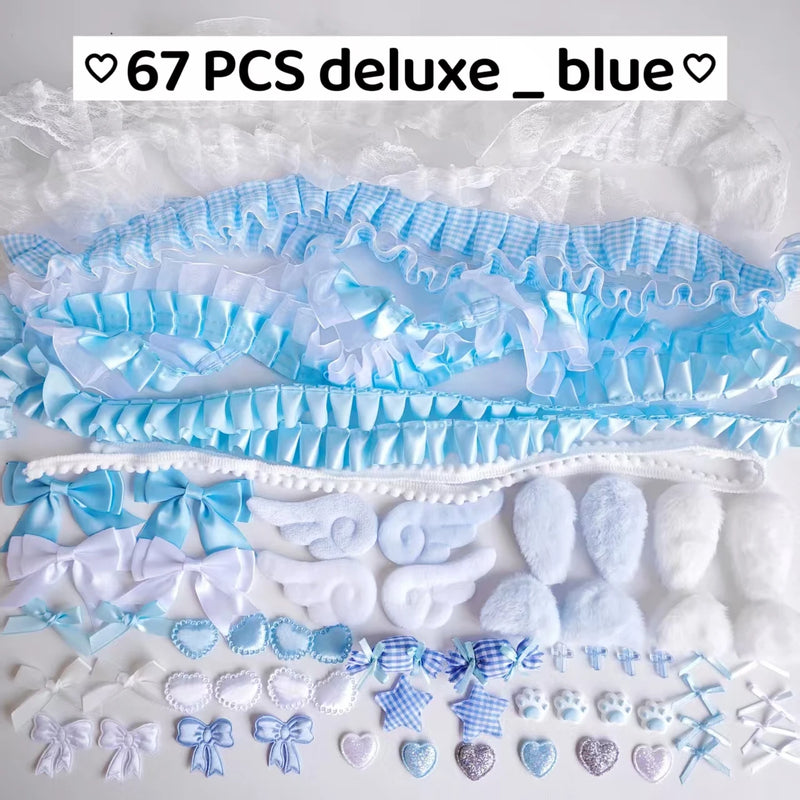 67 pieces of colorful accessory set, pink lace material set, fan manual DIY accessories, painful package, beautiful